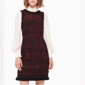 kate spade Multi Tweed Fringe Sheath Dress Brown Black Red Orange Size 6